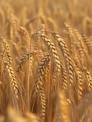 CloseUp of Golden Wheat Field Ripening Under Summer Sun : Generative AI
