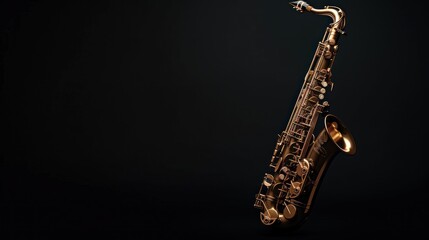 A Golden Saxophone Against a Black Background