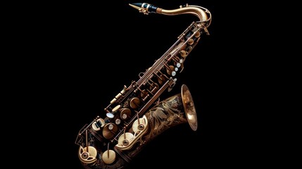 Obraz premium A Detailed View of a Vintage Tenor Saxophone