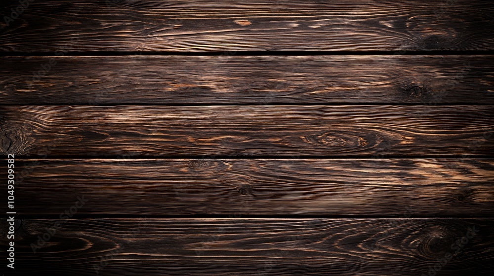 Poster rich dark brown wooden planks with distinctive grain patterns : generative ai