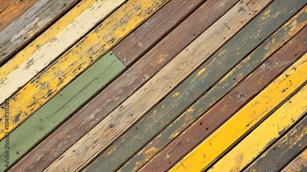 Aufkleber rustic wooden plank texture in varied earthy tones for background and design : generative ai