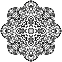 Mandala Color Wheel Circular Pattern in Form of Mandala With Flower for Henna, Mehndi, Tattoo, Decoration Decorative Ornament in Ethnic Oriental Style.