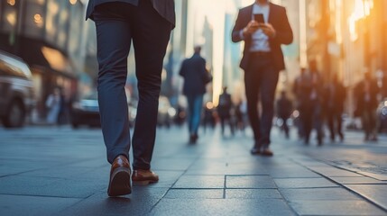 Fototapeta premium Businessmen Walking and Discussing in Urban Setting