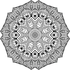 Mandala Flower Coloring Pages Circular Pattern in Form of Mandala With Flower for Henna, Mehndi, Tattoo, Decoration Decorative Ornament in Ethnic Oriental Style.