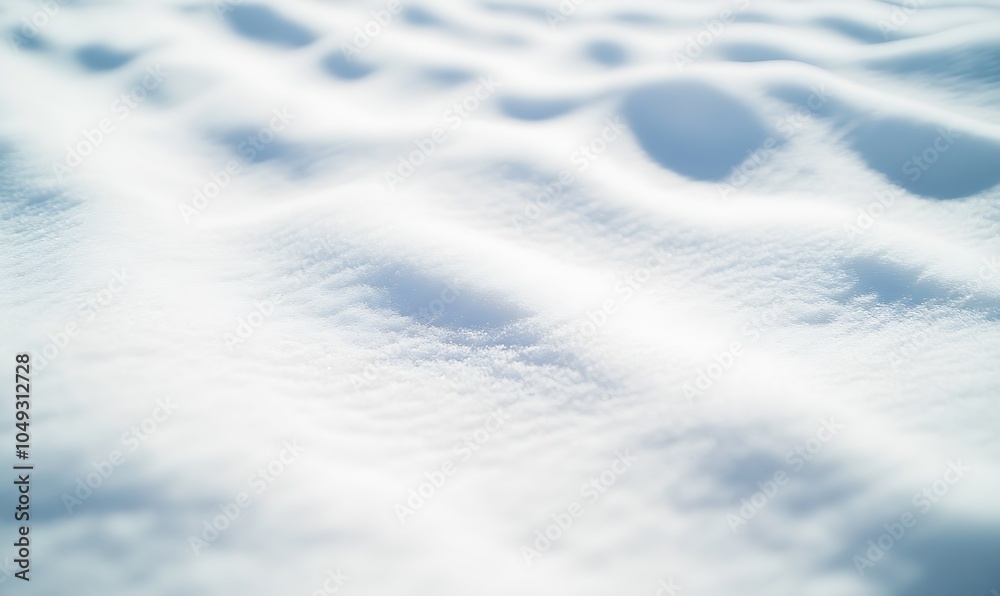 Poster Serene Winter Snow Texture with Soft Sunlight and Gentle Shadows : Generative AI