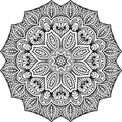 Mandala Flower Drawing Circular Pattern in the Form of a Mandala Decorative Ornament in Ethnic Oriental Style.