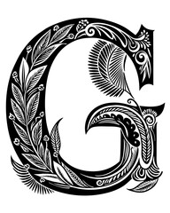 abstract floral font letter G