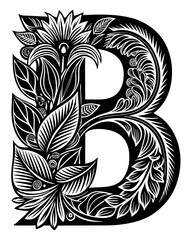 abstract floral font letter B 