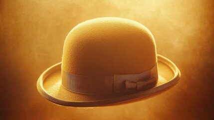 Fototapeta premium Elegant Yellow Bowler Hat on a Warm Background