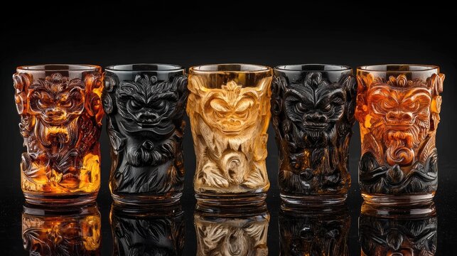 Unique Tiki Glasses with Intricate Designs