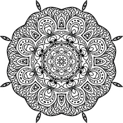 Mandala Flower Tattoo Circular Pattern in Form of Mandala With Flower for Henna, Mehndi, Tattoo, Decoration Decorative Ornament in Ethnic Oriental Style.