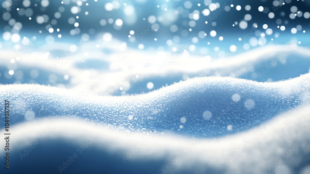 Aufkleber enchanting snowfall with soft light and textured snowdrifts in winter fantasy land : generative ai