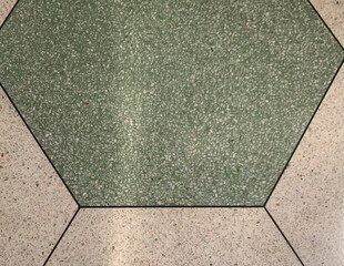 Fototapeta premium White and green Terrazzo floor with hexagon pattern