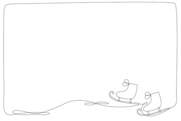 Line Art Skate Christmas and New Year Holiday Symbol. Ice Skate Silhouette One Continuous Line Drawn Art.  Winter Sport Sign Christmas and New Year Holiday Family Party Gift Thin Stroke Silhouette 