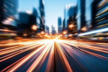 Fototapeta premium Urban Speed and Illumination in a Modern Cityscape at Night : Generative AI