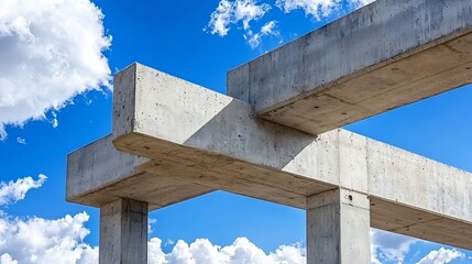 Fototapeta premium Concrete Beam Structure Against Blue Sky Depicting Modern Architectural Design : Generative AI