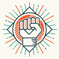 Obraz premium hand holding a red and white shield