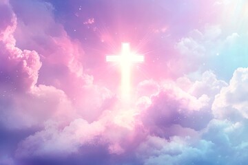 A Christian-themed vector background with soft, symbolic elements like crosses and light beams, evoking peace and spirituality