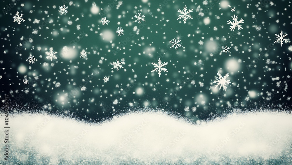 Poster magical snowfall scene with intricate snowflakes and stunning winter landscape design : generative a