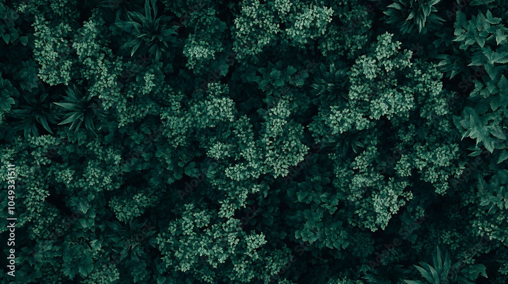Poster Dense Green Forest from Above Showcasing Lush Vegetation and Biodiversity : Generative AI
