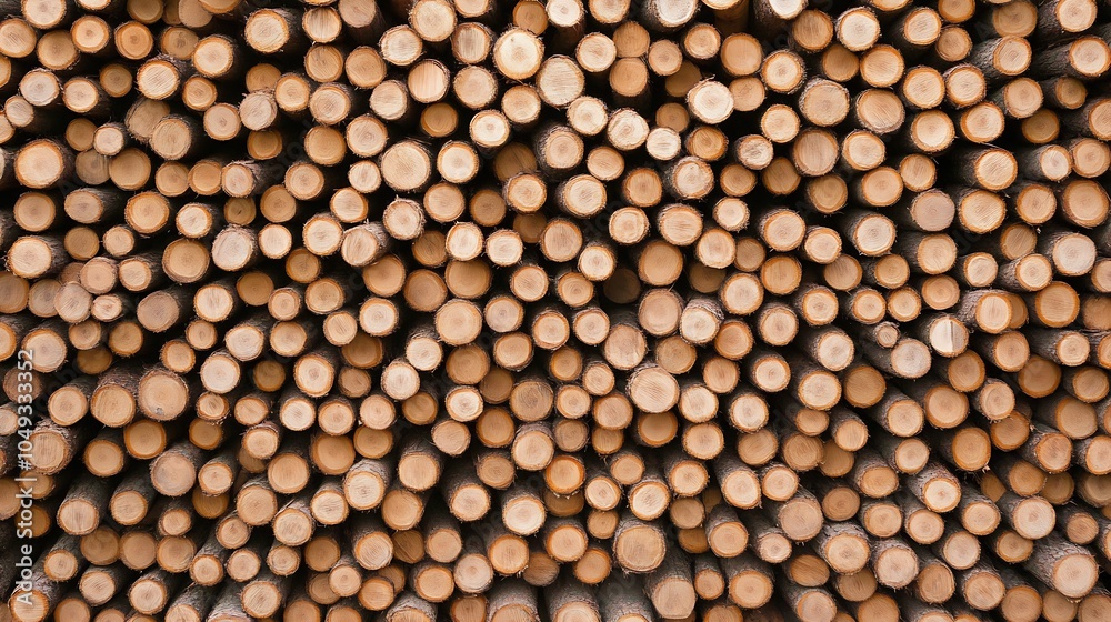 Aufkleber Closeup of Neatly Arranged Small Wooden Logs Texture Background : Generative AI