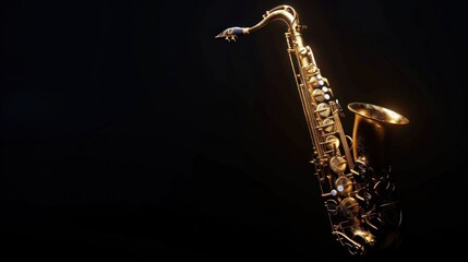Obraz premium Golden Saxophone Isolated on a Black Background