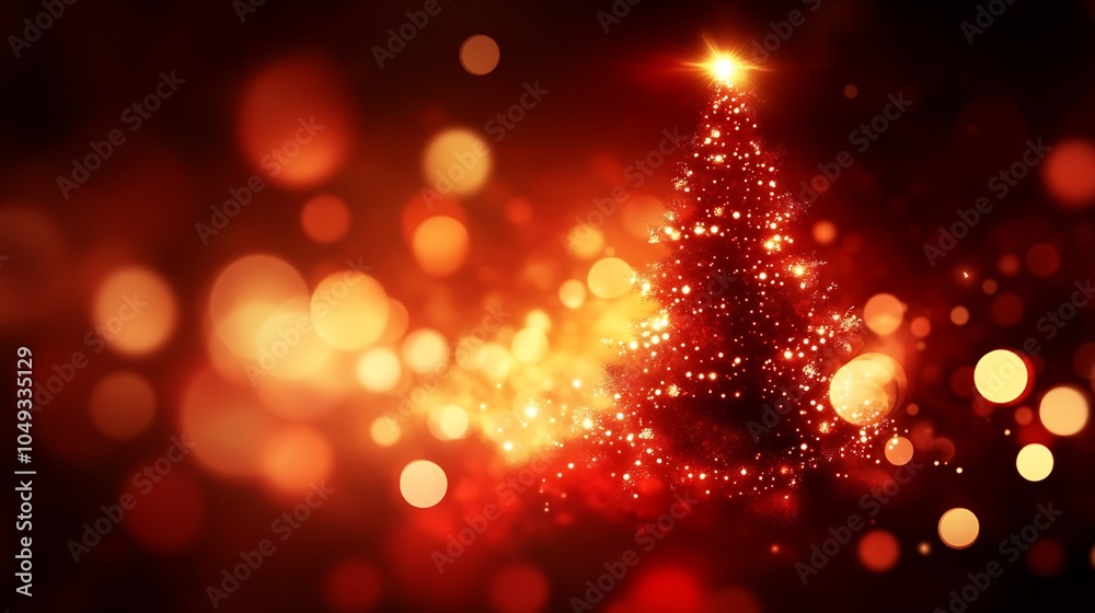 Aufkleber elegant christmas tree with sparkles and warm bokeh in a festive glow : generative ai