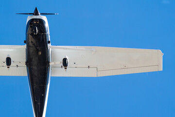 Aerial view of a small plane flying in Turkey
