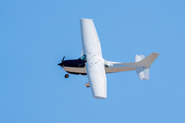 Aerial view of a small plane flying in Turkey