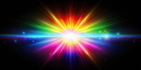 Fototapeta premium Ethereal rainbow light flares overlay on black background, rainbow, ethereal, light, flares, color, prism, vibrant, glowing