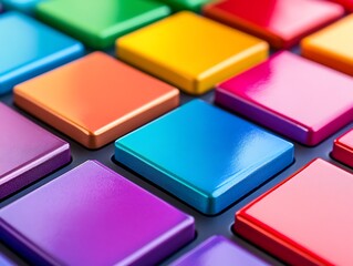 Fototapeta premium Vivid Multicolor Tiles with Glossy Finish for Modern Interior Design and Vibrant Decoration Ideas : Generative AI