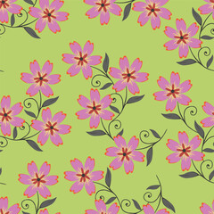 Seamless floral pattern, liberty ditsy fabric, textile print in country, folk motif. Simple botanical design of small hand drawn flowers, tiny leaves, random bouquets on a blue. Vector illustration.