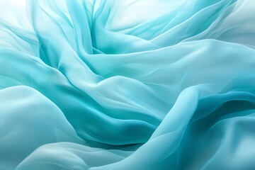 Obraz premium Voile transparent bleu clair avec plis fluides et effet vaporeux