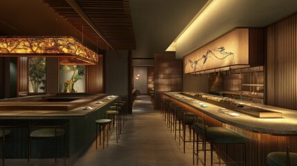 Warm and Trendy Fusion Cuisine Restaurant Interior