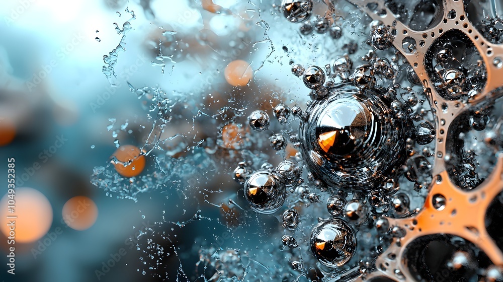 Aufkleber Close up view of the metallic electroplating process using zinc to coat and protect metal objects in an industrial manufacturing or workshop setting  The image showcases the intricate details