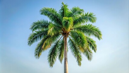 Fototapeta premium tall palm tree with green frond against sky