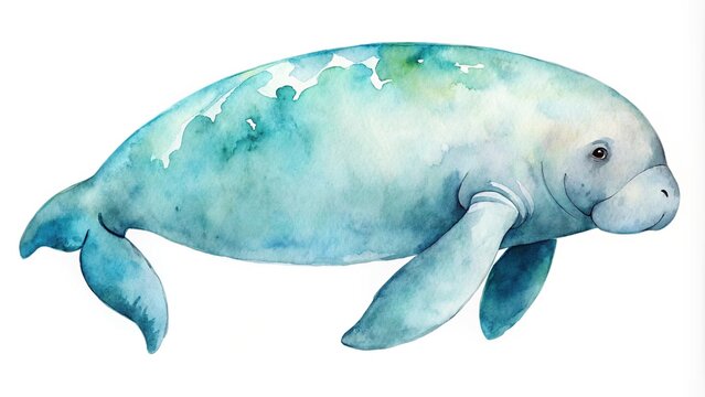 watercolor clip art of dugong