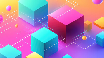 Obraz premium pink , blue, rainbow 3d rendering of Ai analysis graphs of the colorful bars graph of financial data on rainbow background