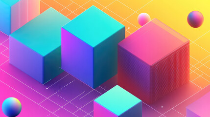 Obraz premium pink , blue, rainbow 3d rendering of Ai analysis graphs of the colorful bars graph of financial data on rainbow background