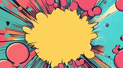 Yellow comic book explosion background with copy space