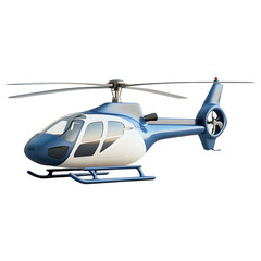 Stylized Blue and White Helicopter on Transparent Background with Futuristic Design

