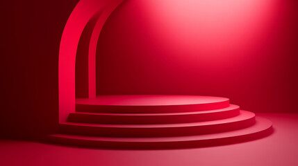 3D rendering of festival themed e-commerce product booth background with red background