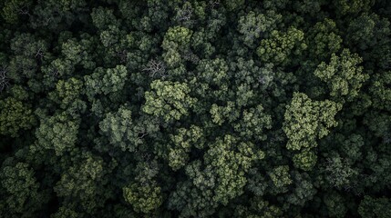 Dense forest canopy aerial view with lush green foliage and natural patterns : Generative AI