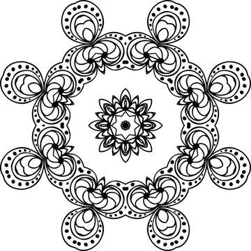 Simple Flower Mandala Tattoo Circular Pattern in Form of Mandala With Flower for Henna, Mehndi, Tattoo, Decoration Decorative Ornament in Ethnic Oriental Style.