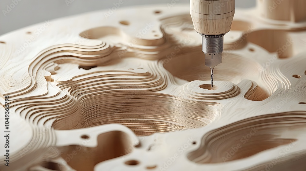 Aufkleber Intricate and precisely carved plywood patterns created by a computer numeric control CNC machine showcasing the power of modern industrial engineering and woodworking technology