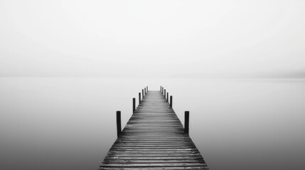 Obraz premium Serene Wood Dock on Calm Water Surface