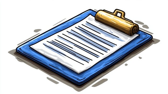 recommend clip art: Blue Clipboard with Blank Paper and Gold Clip for Checklist or To Do List