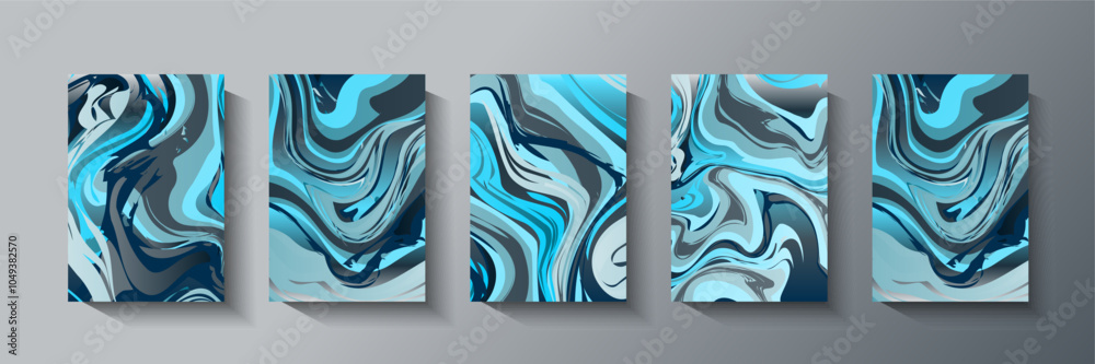 Wall mural abstract geometric background. liquid dynamic gradient color waves. fluid marble texture set.designs