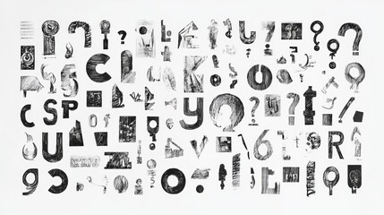 Hand Drawn Alphabet and Symbol Graphic Design Elements