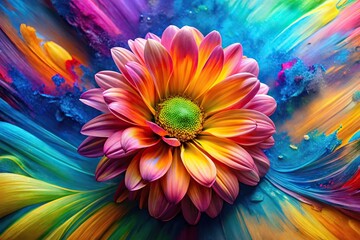 Obraz premium Modern abstract flower wallpaper with bold brush strokes and vibrant colors, abstract, wallpaper, strokes, vibrant